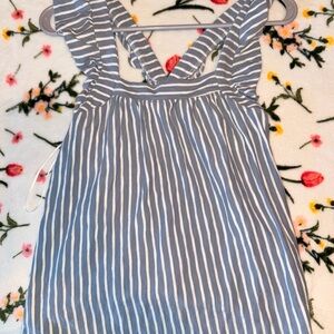 LC Lauren Conrad Sky Blue and Cream Striped Top